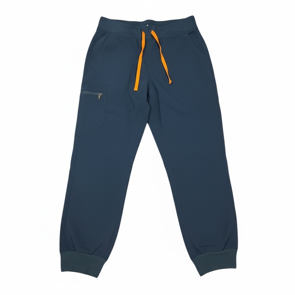 Figs Navy Jogger Pants with Orange Drawstring
